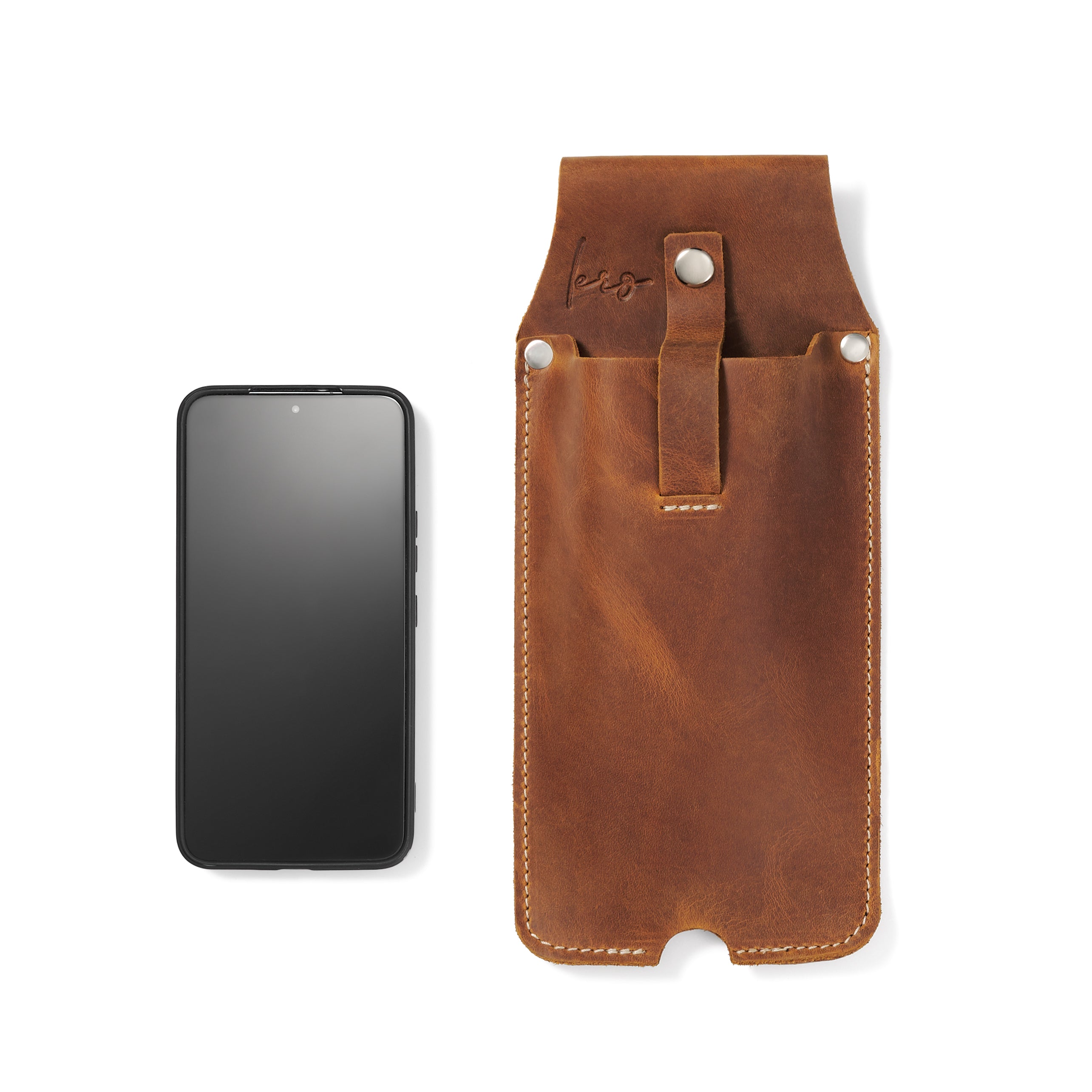 Personalized Leather Phone Holster, Full grain Leather phone case with belt loops, iPhone, Samsung holster