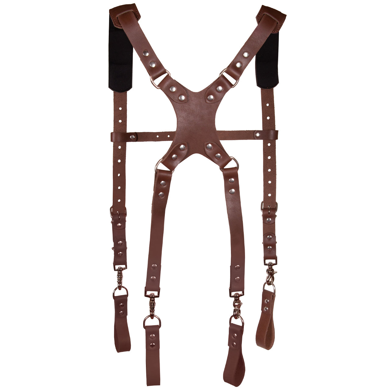 Leather Stronghold Suspension System, Comfortable Padded and Fully-Adjustable Padded Leather Tool Belt Suspenders.
