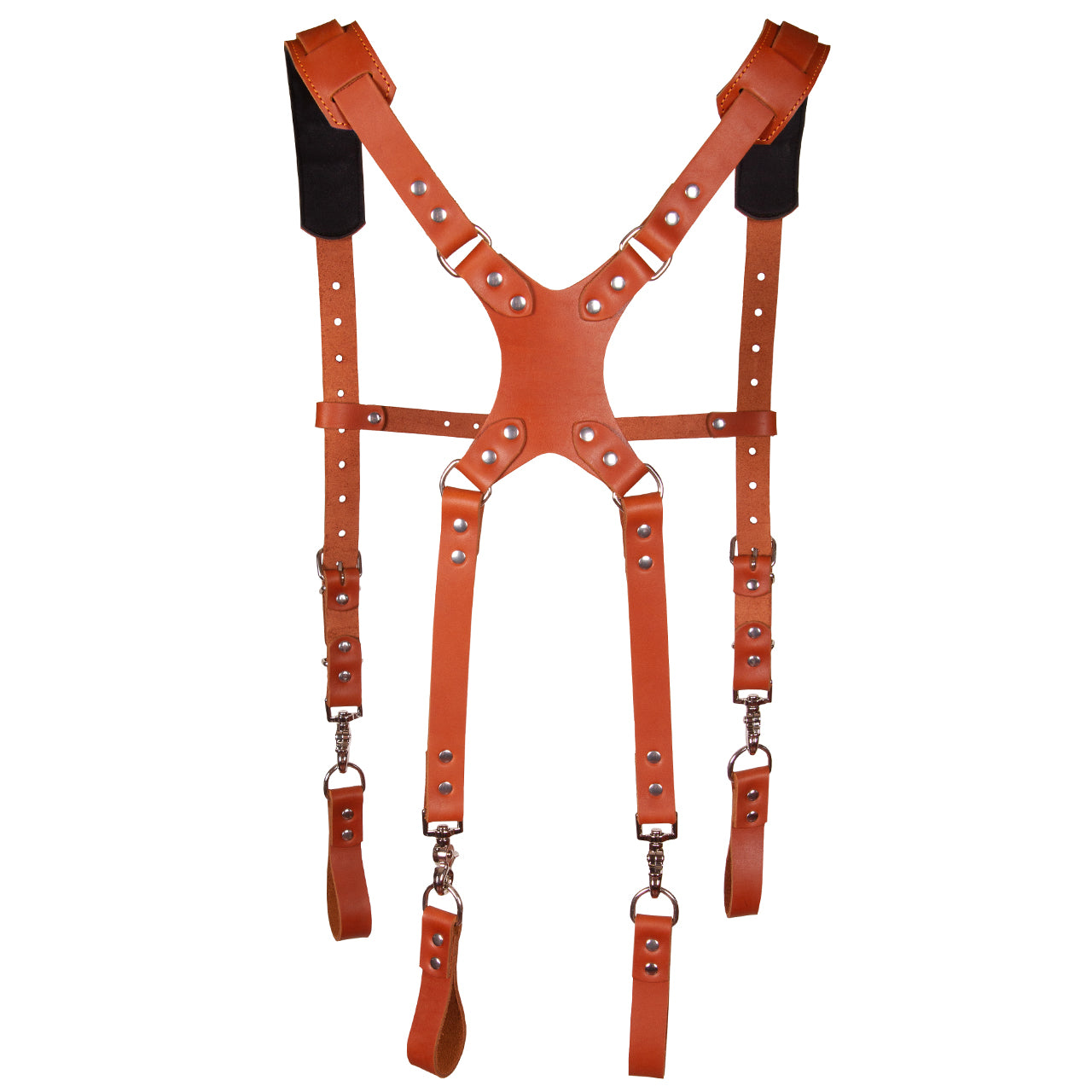 Leather Stronghold Suspension System, Comfortable Padded and Fully-Adjustable Padded Leather Tool Belt Suspenders.